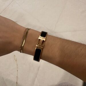 Hermes Rose gold and black H bracelet